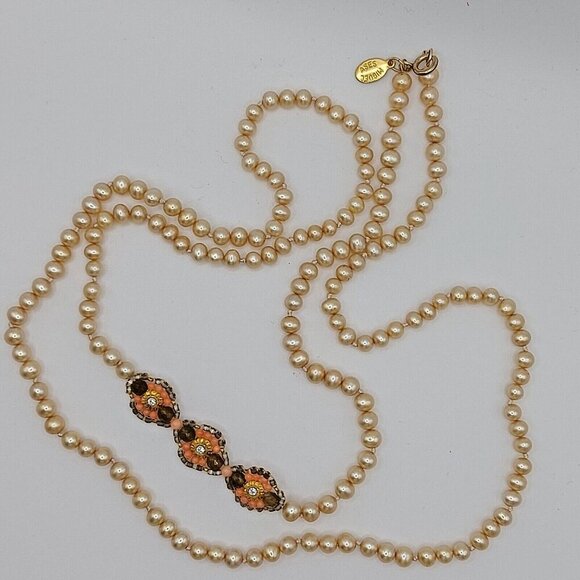 Miguel Ases Jewelry - Miguel Ases Long Vintage 34" Cultured Pearl Necklace Excellent Condition 14K GF